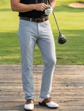 ​TravisMathew Men’s Golf Pants Size 36 Light Blue Gray Stretch Performance Chino